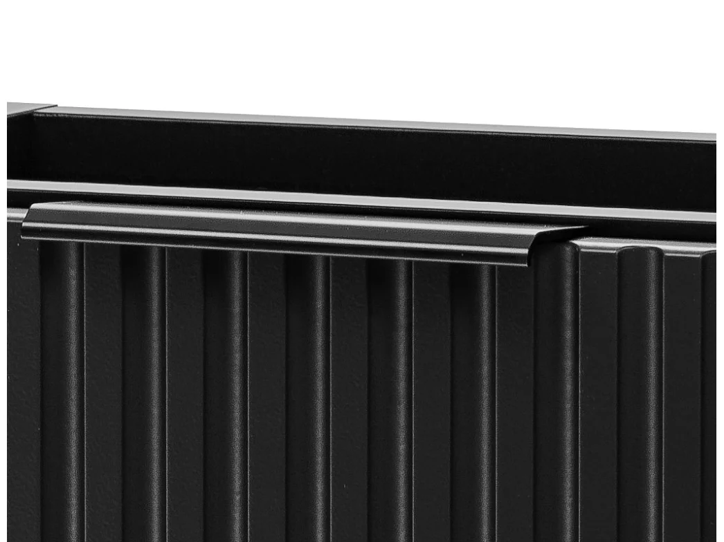 Cloakroom Vanity Unit with Basin 400mm Ribbed Black Modern Bathroom Wall Sink Cabinet Slimline Narrow Adel