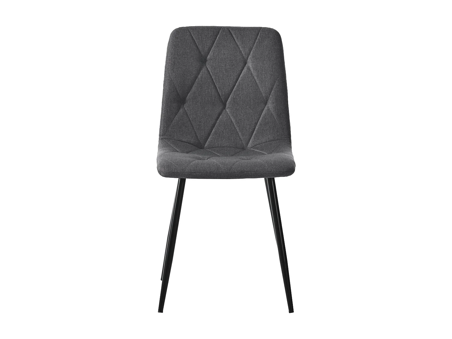 Sillas de comedor de lino gris oscuro con patas de metal negro, lote de 4