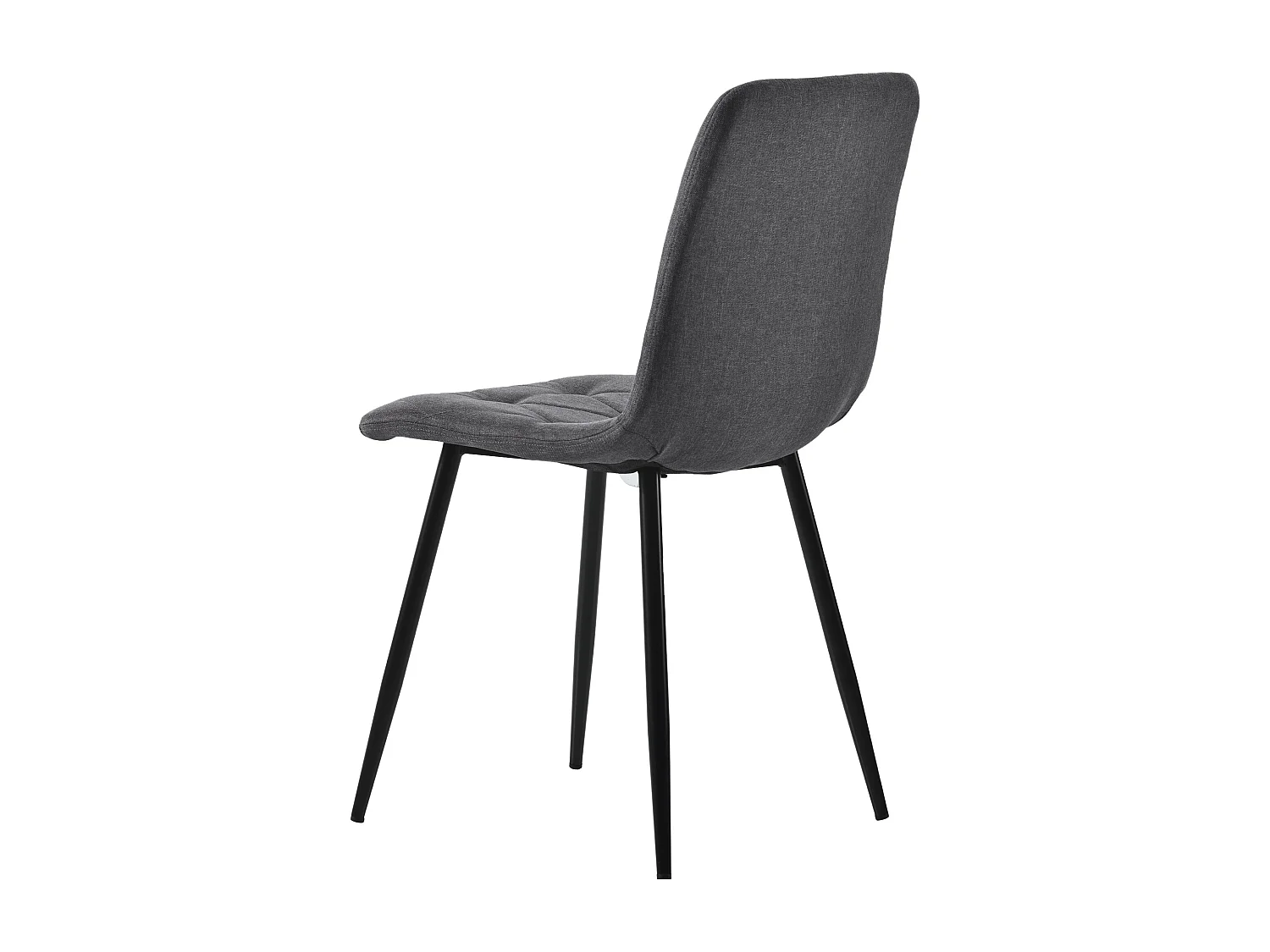 Sillas de comedor de lino gris oscuro con patas de metal negro, lote de 4