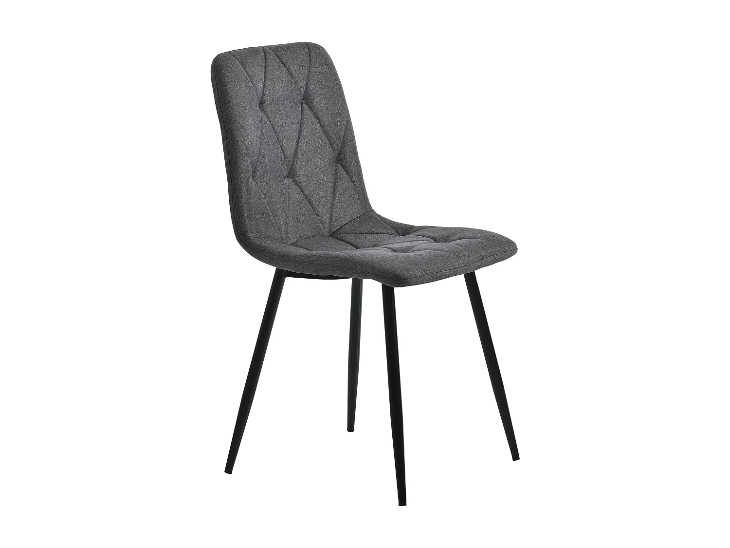 Sillas de comedor de lino gris oscuro con patas de metal negro, lote de 4