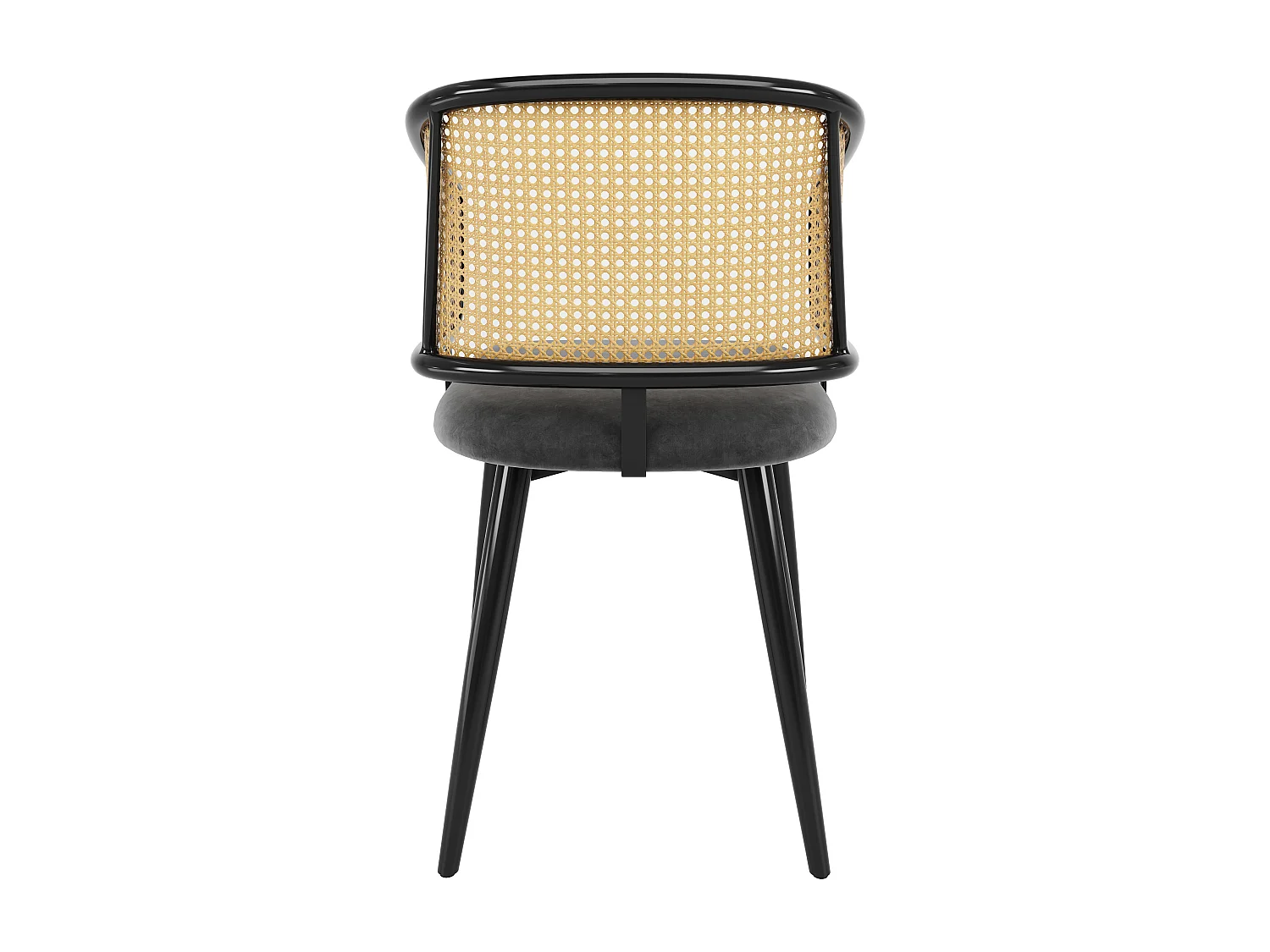 Lot de 2 Chaises de Salle à Manger avec Dossier en Rotin, Assise en Velours, Confortable et Respirant, Pour Salon et Restaurant