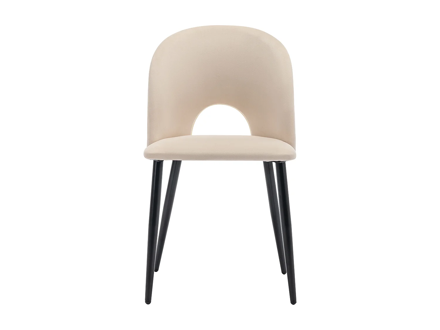 Lot de 2 Chaises de Salle à Manger, Dossier avec Accoudoirs, Assise en Velours, Pieds Métal, Beige, Pieds Réglables