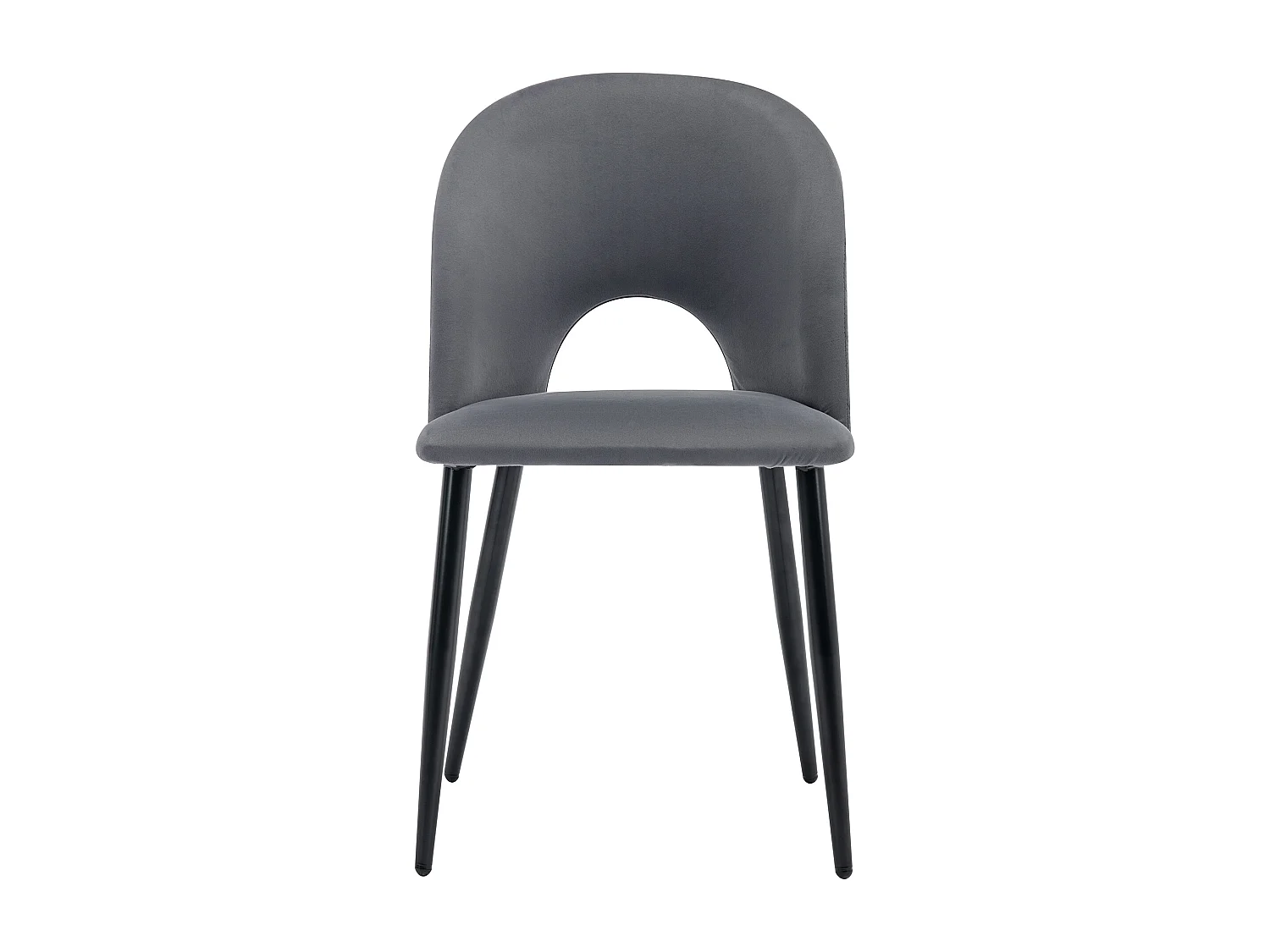 Lot de 2 Chaises de Salle à Manger, Dossier avec Accoudoirs, Assise en Velours, Pieds Métal, Gris, Pieds Réglables