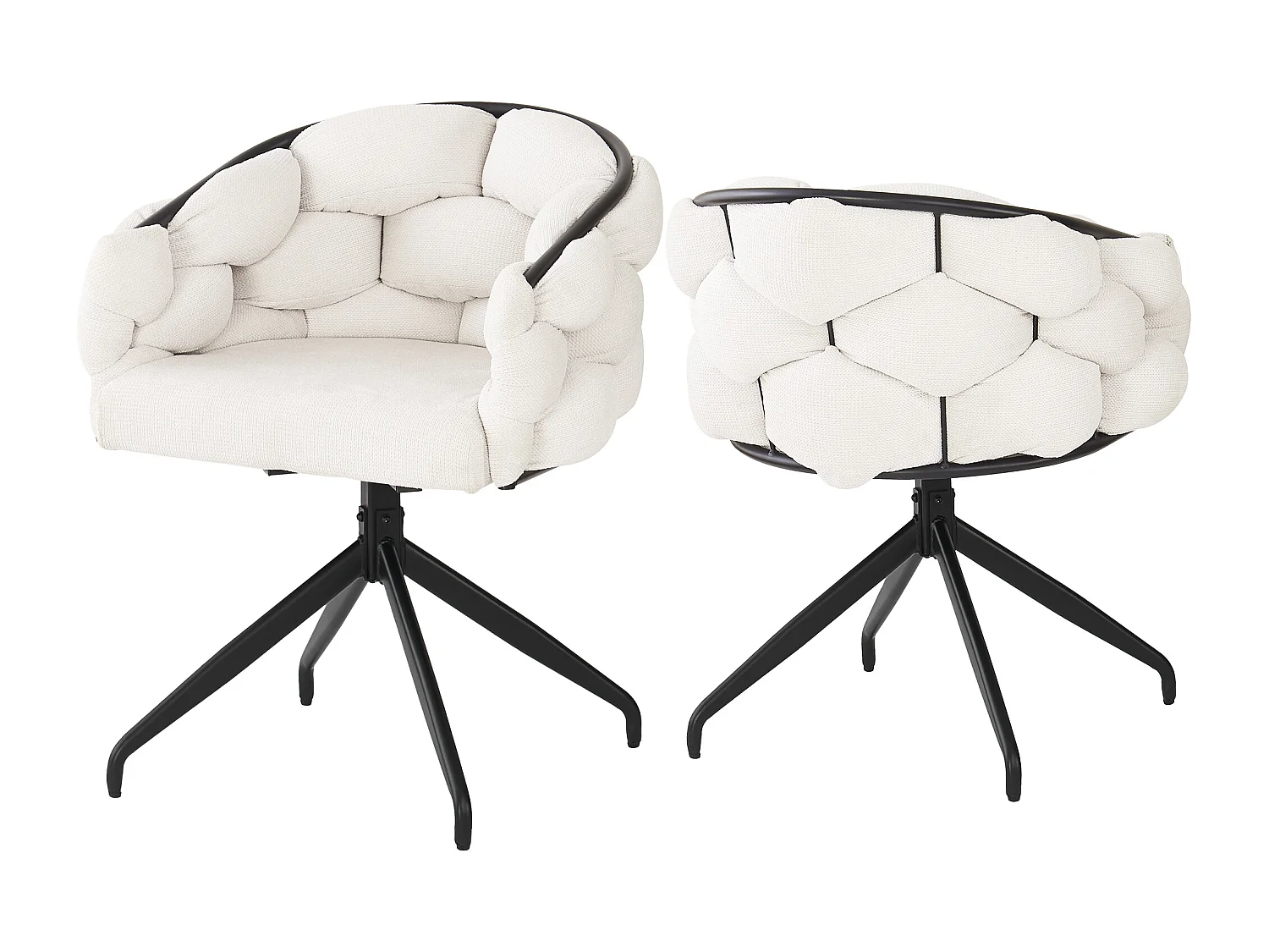 Lot de 2 Chaises de Luxe en Velours, Fauteuil Pivotant 360°, Chaise Moderne avec Dossier, Ergonomique, Beige