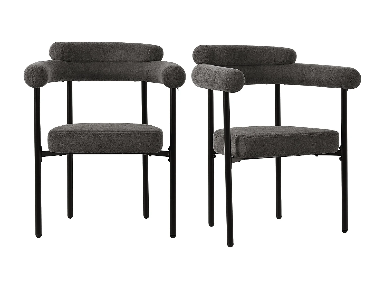Lot de 2 Chaises de Salle à Manger, Assise en Similicuir Gris, Confort Optimal, Idéales pour Salle à Manger, Salon ou Bureau