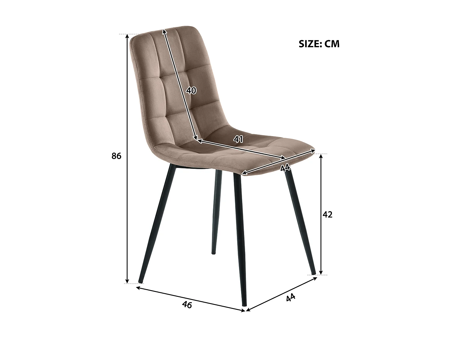 Lot de 4 Chaises de Salle à Manger, Assise en Velours, Dossier avec Accoudoirs, Pieds Métal Marron, Design Moderne