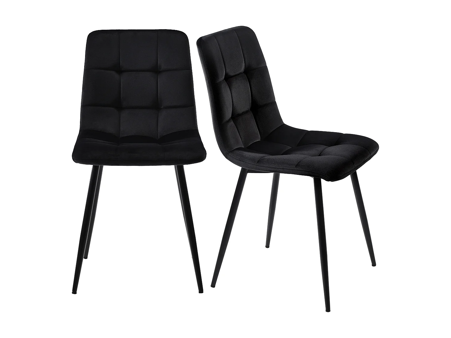 Lot de 4 Chaises de Salle à Manger, Assise en Velours, Dossier avec Accoudoirs, Pieds Métal Noir, Design Élégant