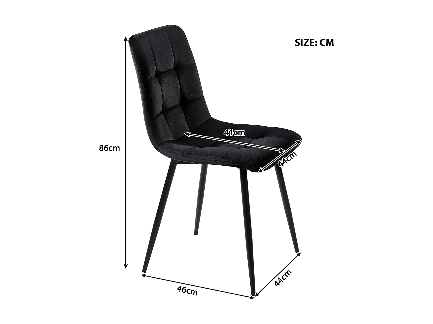 Lot de 4 Chaises de Salle à Manger, Assise en Velours, Dossier avec Accoudoirs, Pieds Métal Noir, Design Élégant