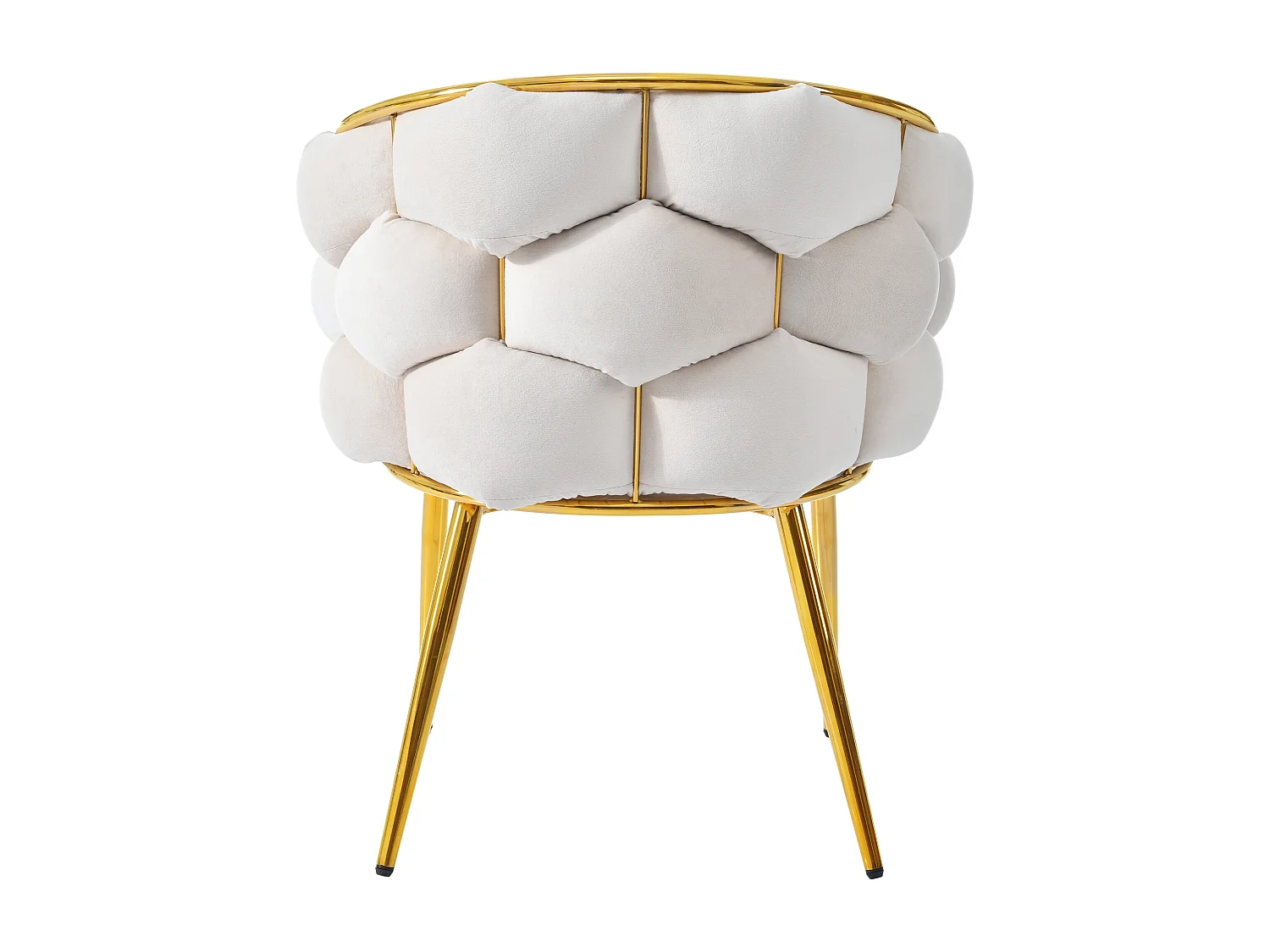 Lot de 2 Chaises en Velours de Luxe, Chaises de Salon et Salle à Manger, Pieds en Fer Doré, Beige