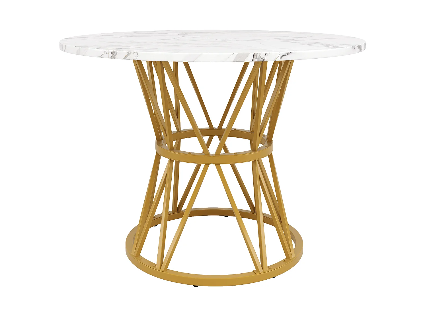 Table à manger ronde 100/76/100 cm avec pieds réglables MDF or