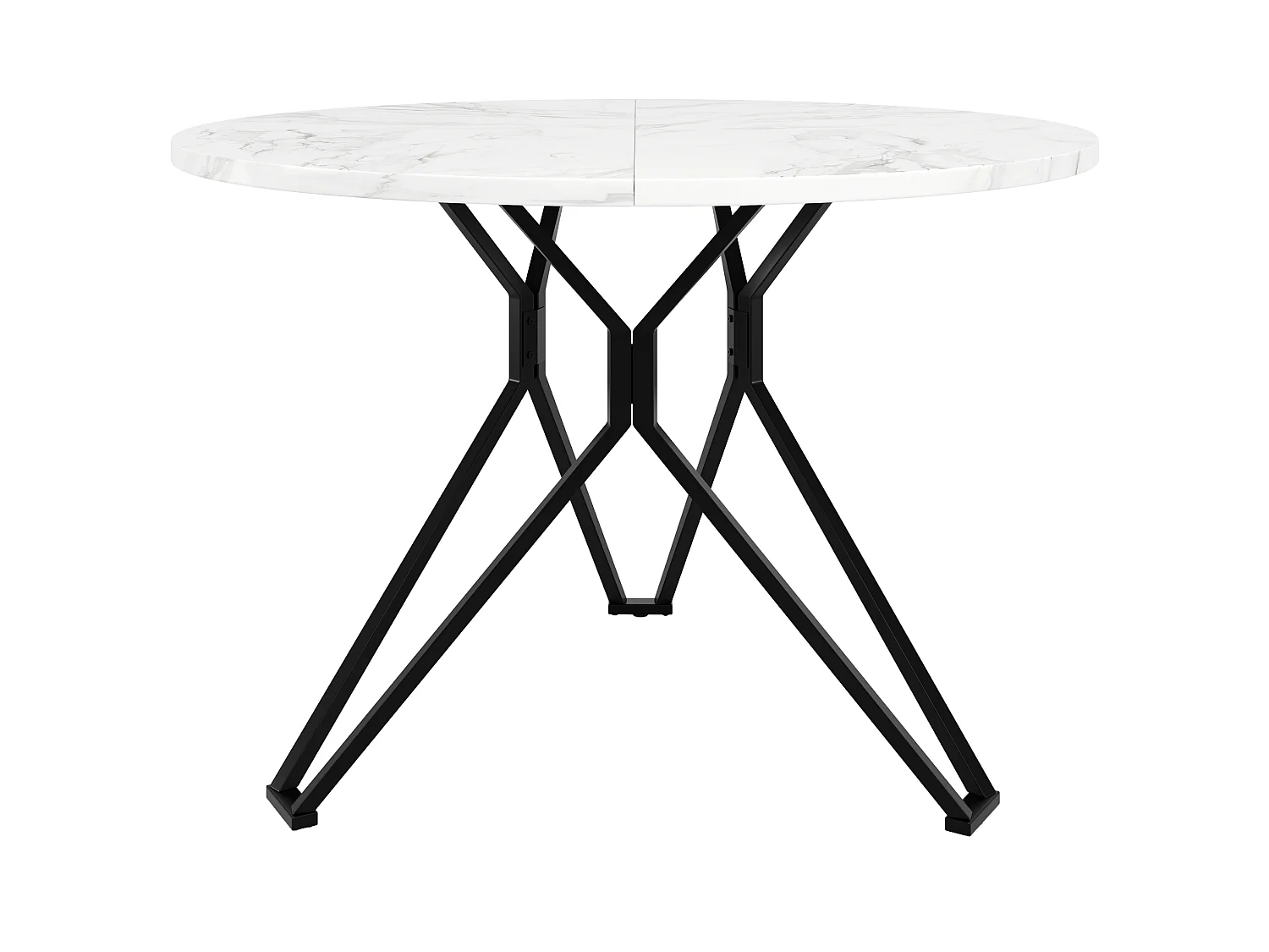 Table à manger ronde 100/76/100 cm avec pieds réglables et structure métallique MDF noir
