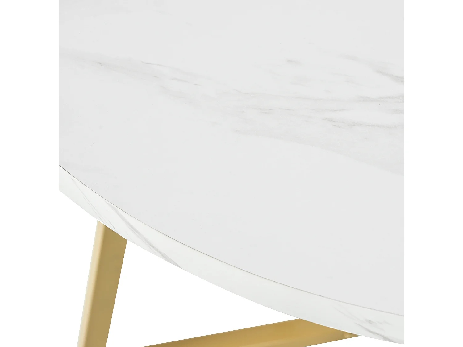 Table à manger ronde 80/75 cm avec pieds réglables effet marbre MDF blanc