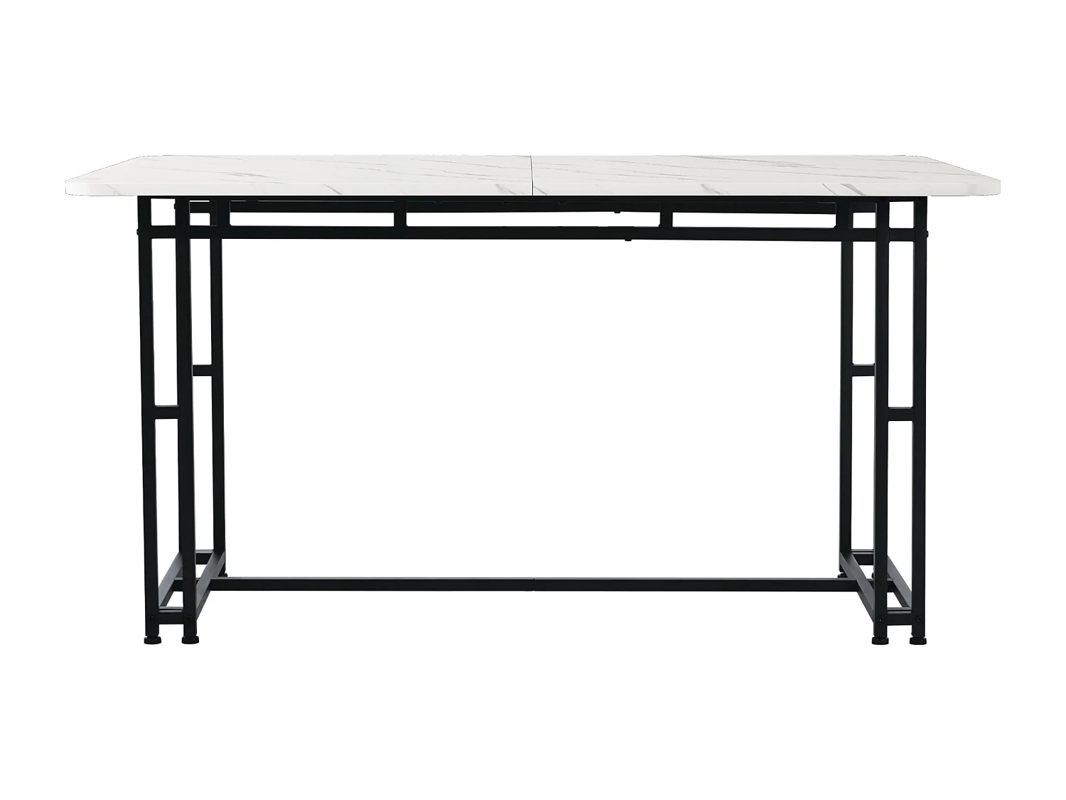 120 x 70cm Table à manger légère, 1 pièce, Piétement métal, Plateau moderne, Pieds métalliques, Noir