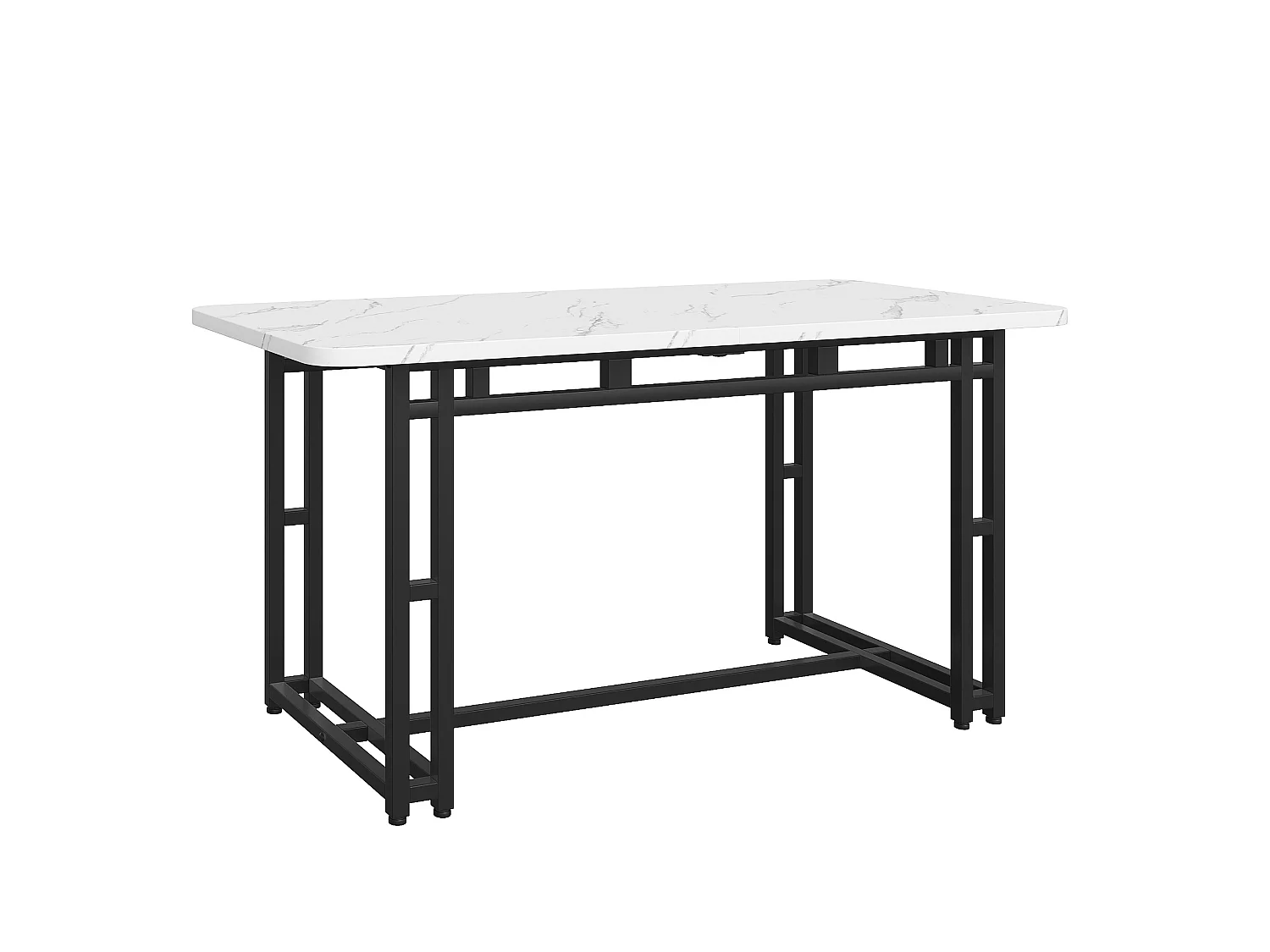 Table à manger 120/70 cm avec pieds en métal noir MDF blanc/noir