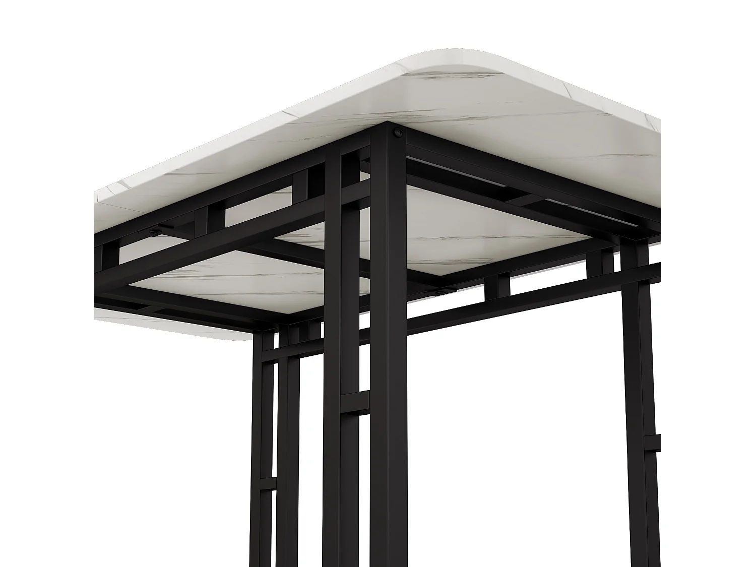 Table à manger 120/70 cm avec pieds en métal noir MDF blanc/noir