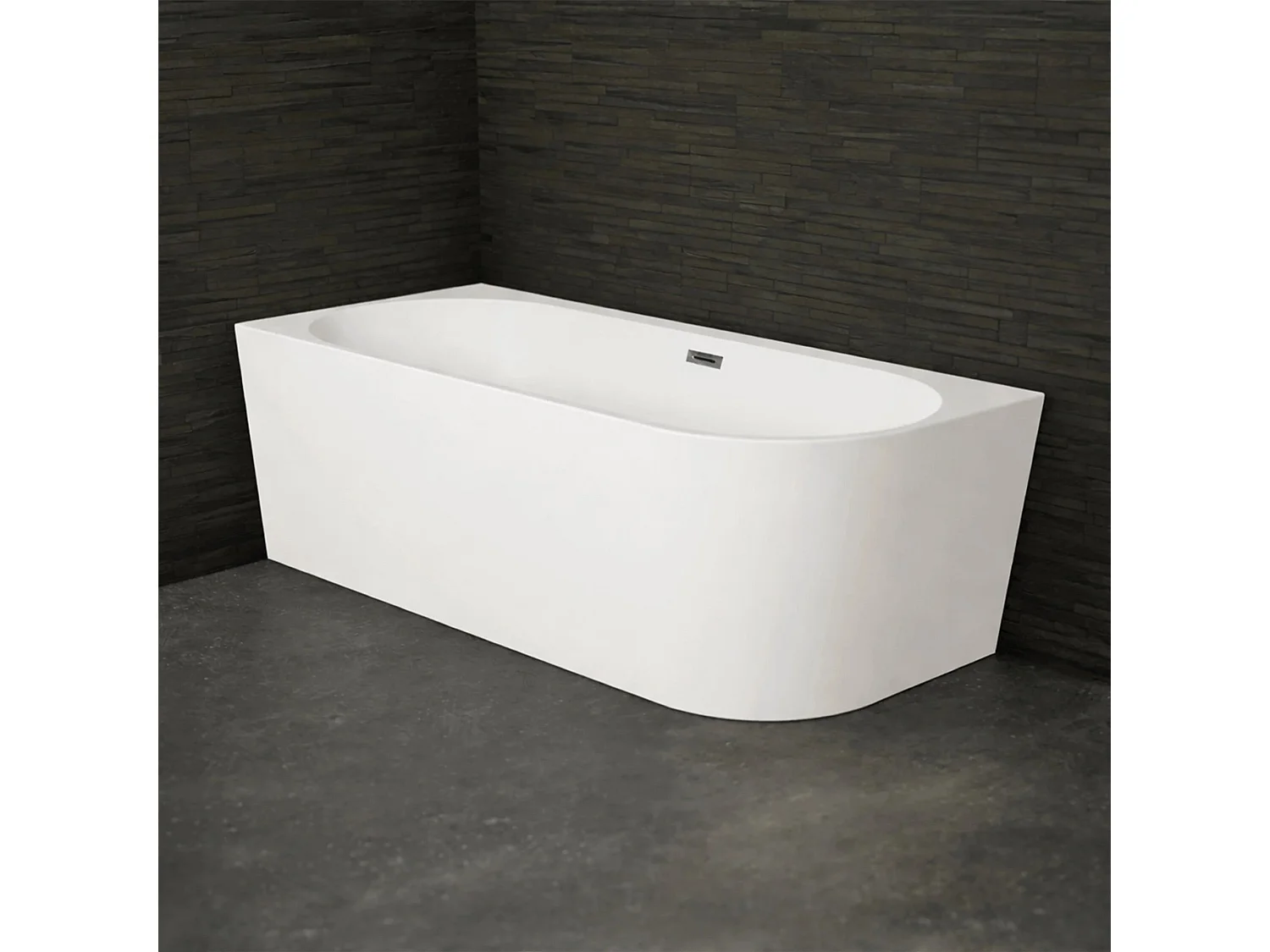 Baignoire Semi-îlot Murale D'angle Capri 180 Gauche Blanche + Robinetterie Infinite Chromée 180 X81 X58 Cm, By Spalina