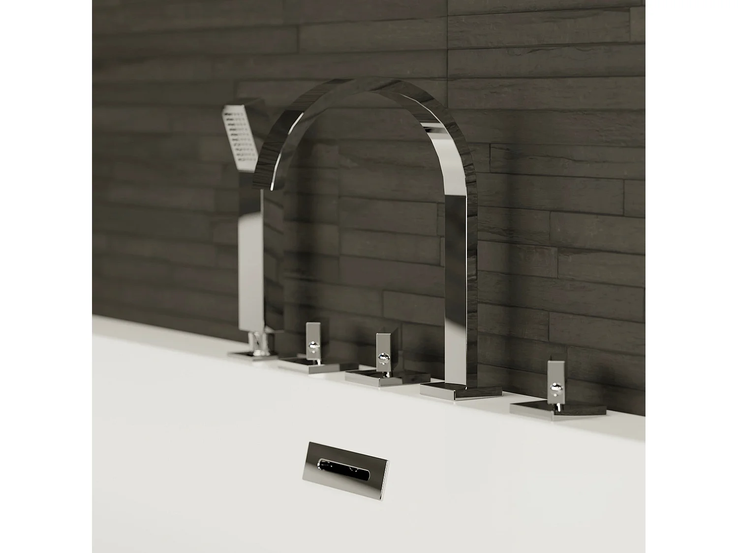 Baignoire Semi-îlot Murale D'angle Capri 180 Gauche Blanche + Robinetterie Infinite Chromée 180 X81 X58 Cm, By Spalina