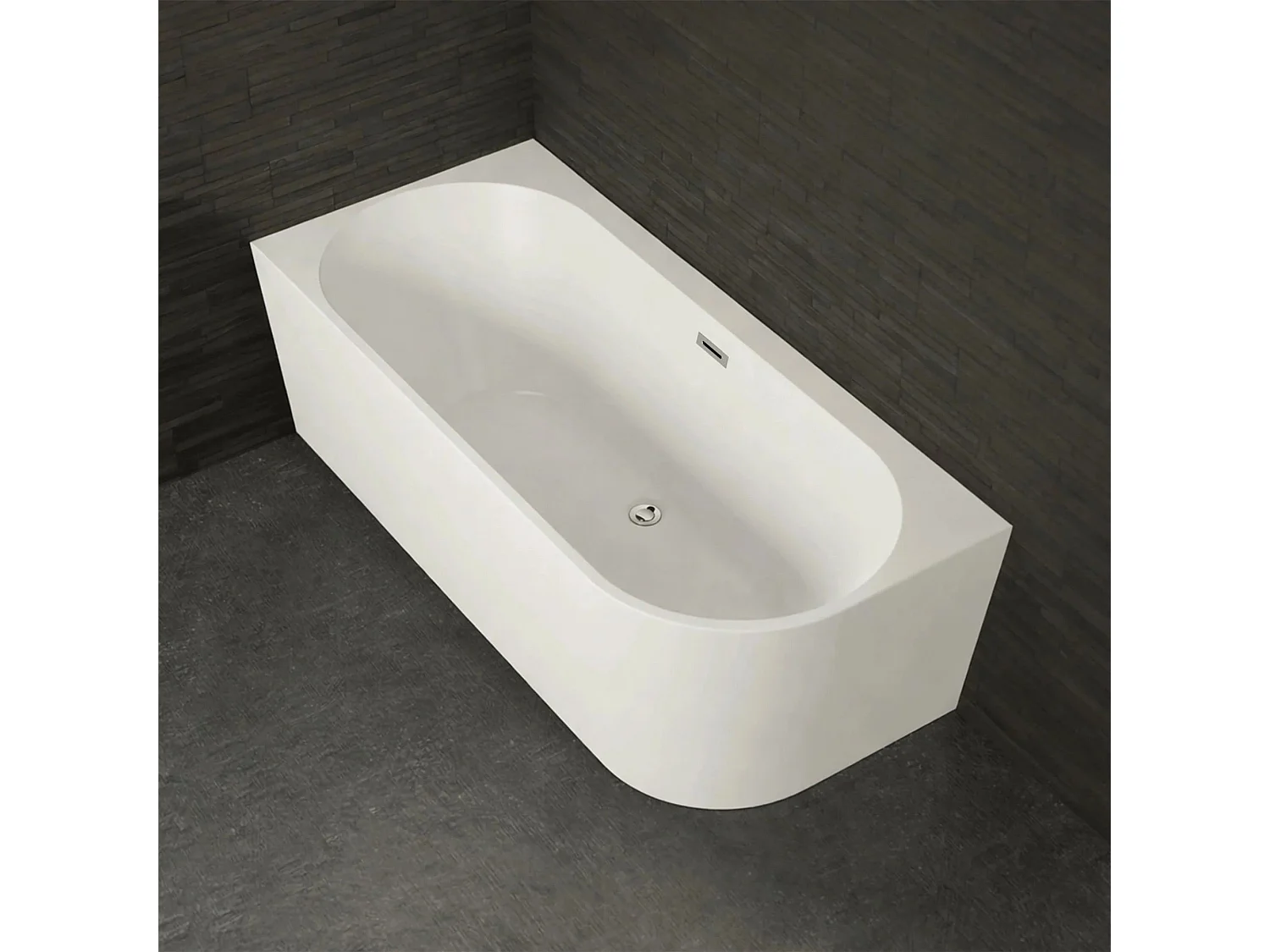 Baignoire Semi-îlot Murale D'angle Capri 180 Gauche Blanche + Robinetterie Infinite Chromée 180 X81 X58 Cm, By Spalina