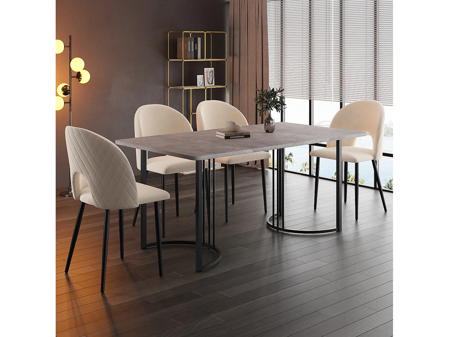 Table à manger 140/80/75 cm avec pieds réglables MDF gris