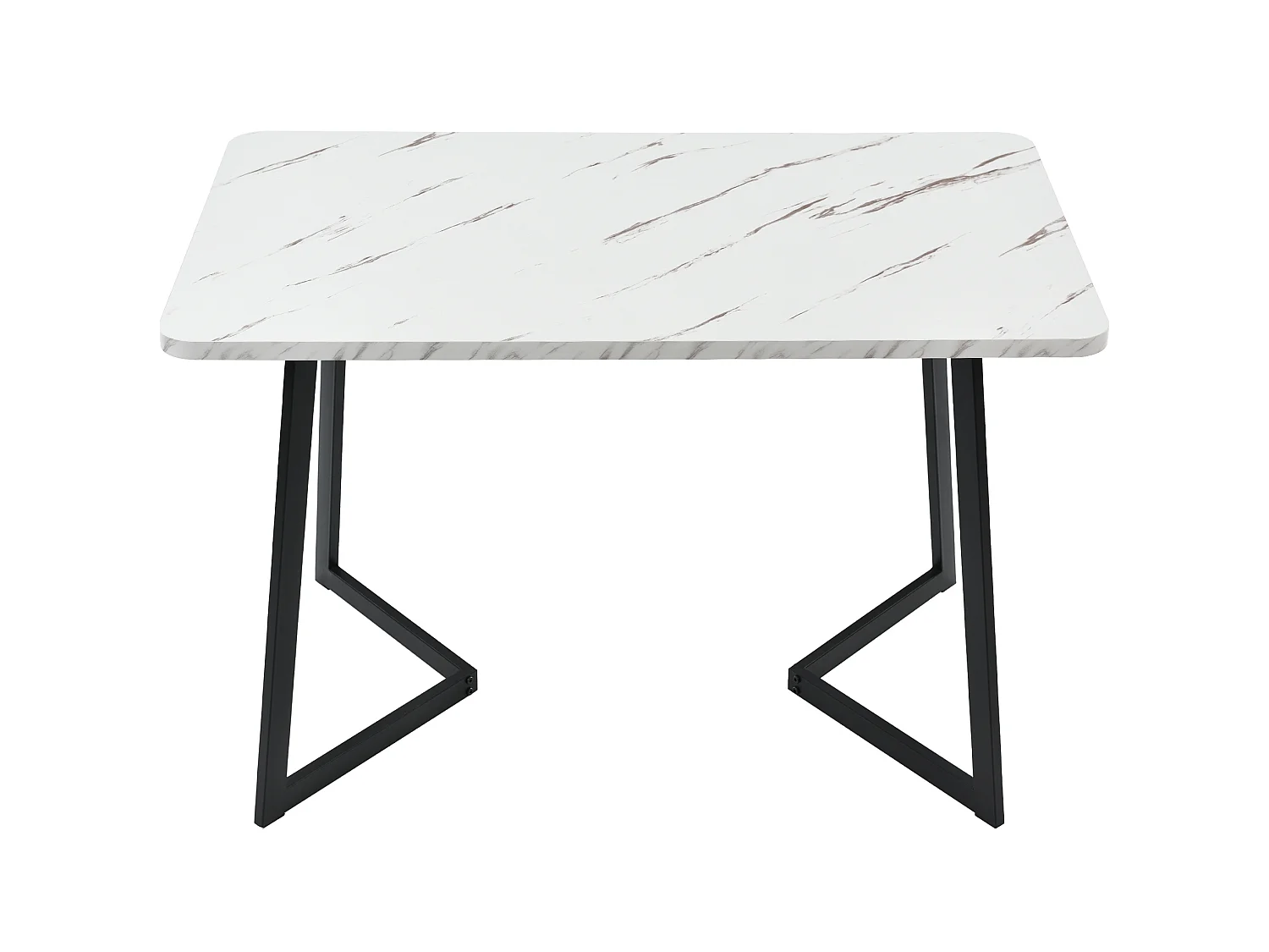 Table à manger 117/75/68 cm avec plateau aspect marbre MDF blanc et noir