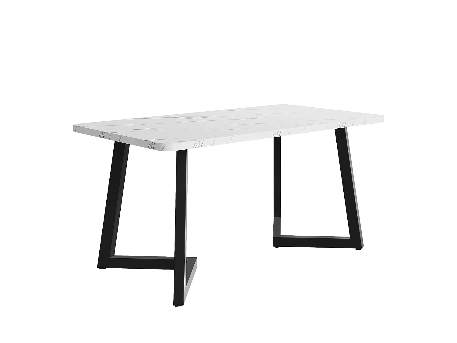 Table à manger 117/75/68 cm avec plateau aspect marbre MDF blanc et noir