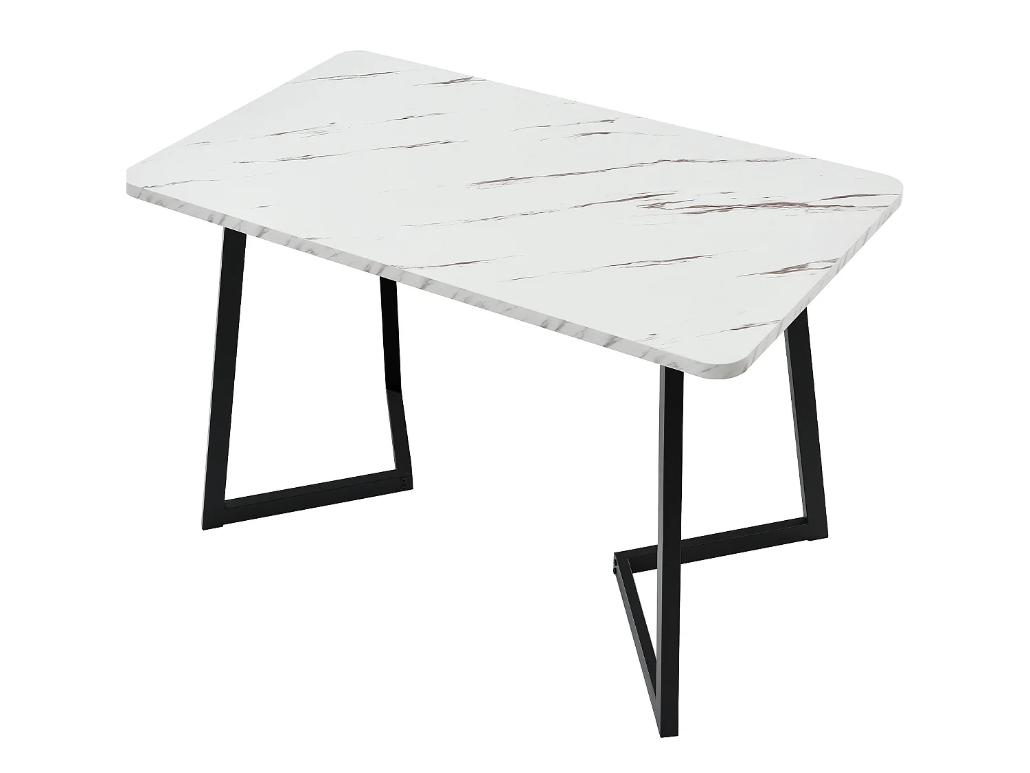 Table à manger 117/75/68 cm avec plateau aspect marbre MDF blanc et noir