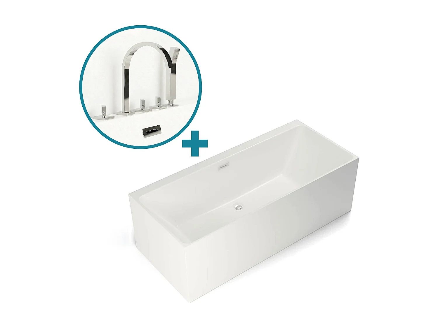 Bundle Cobalt 170 blanche + robinetterie Infinite chromée 170 x75 x56 cm, by SPALINA