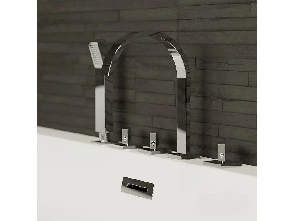 Bundle Cobalt 170 blanche + robinetterie Infinite chromée 170 x75 x56 cm, by SPALINA