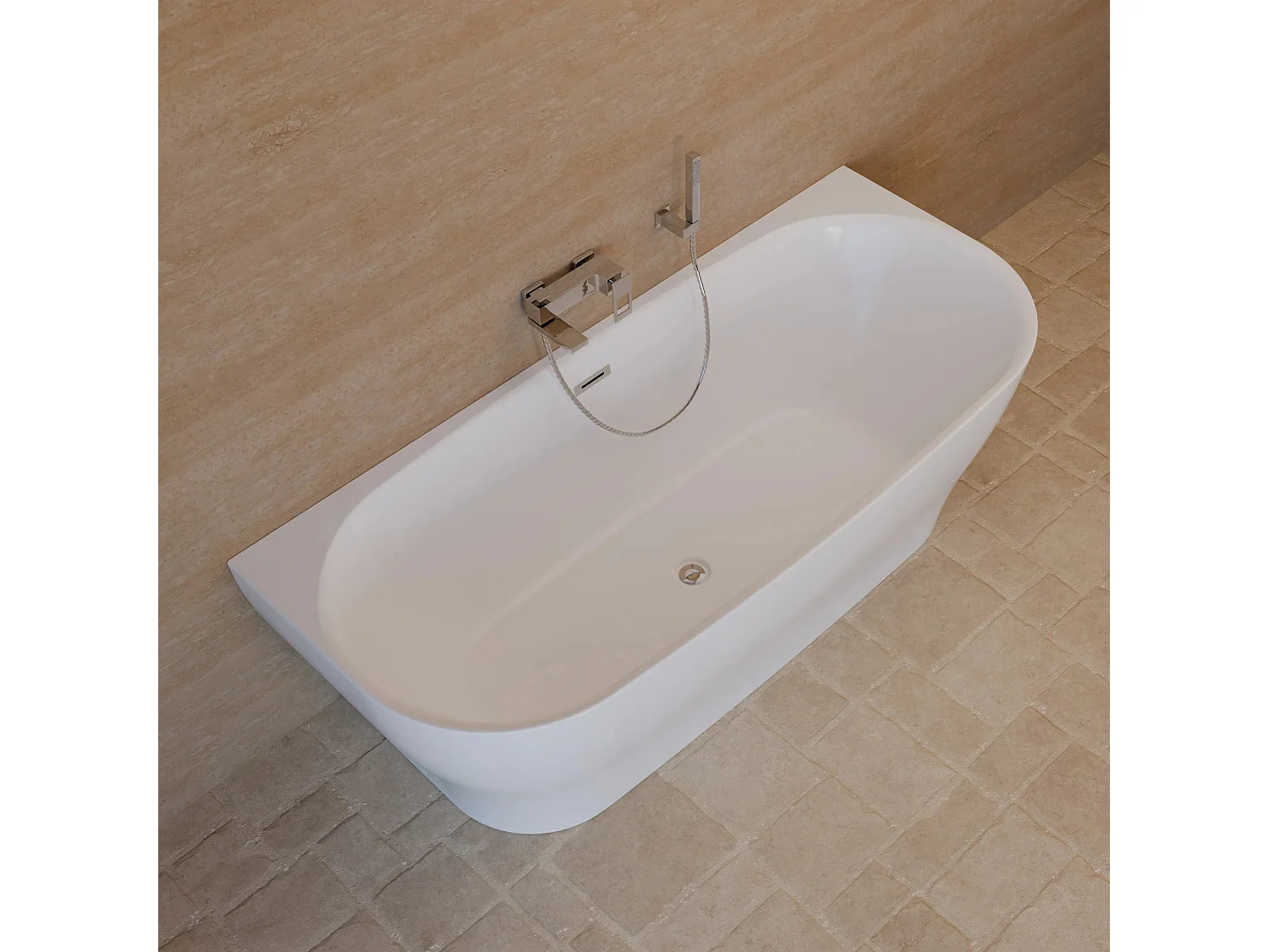 Baignoire Ilot Velvet 180 blanche 170 x75 x58 cm, by SPALINA