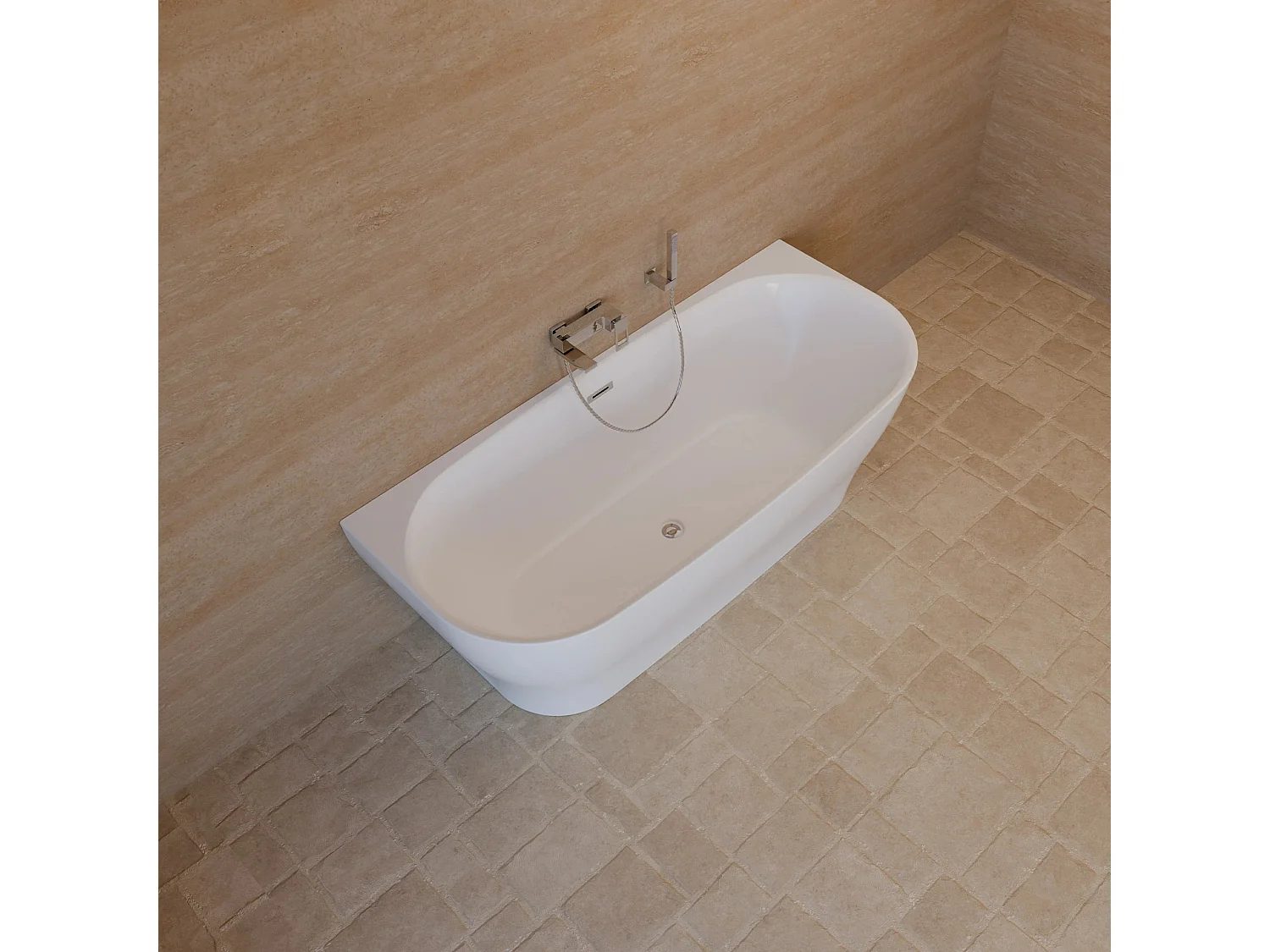 Baignoire Ilot Velvet 180 blanche 170 x75 x58 cm, by SPALINA