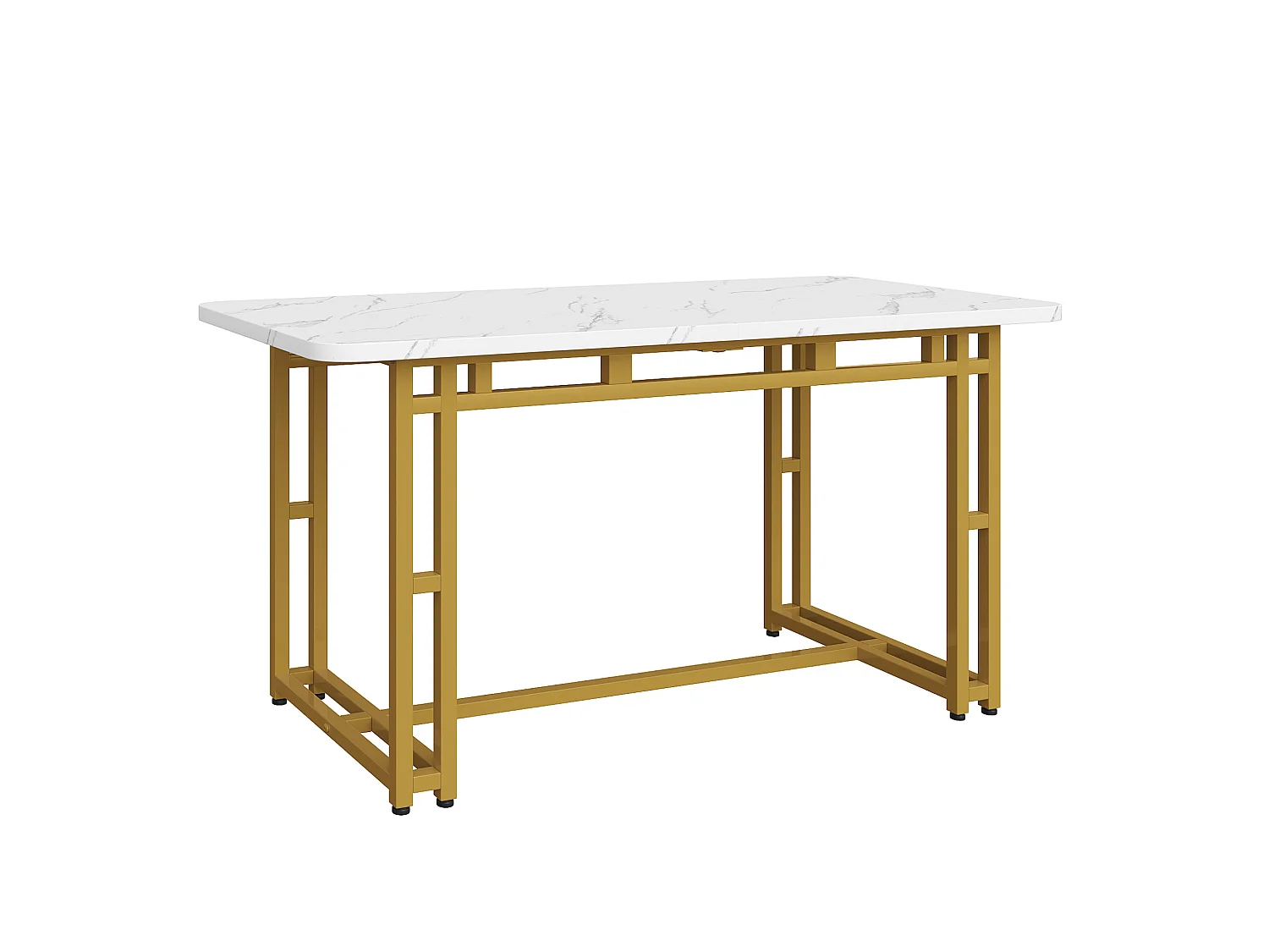 Table à manger 120/70 cm avec pieds métalliques dorés MDF doré