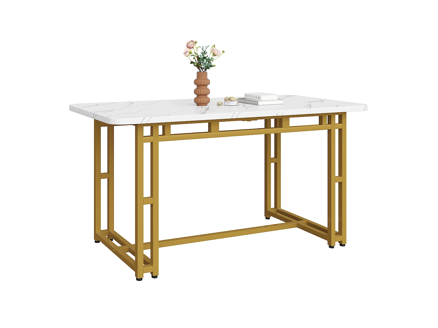 Table à manger 120/70 cm avec pieds métalliques dorés MDF doré