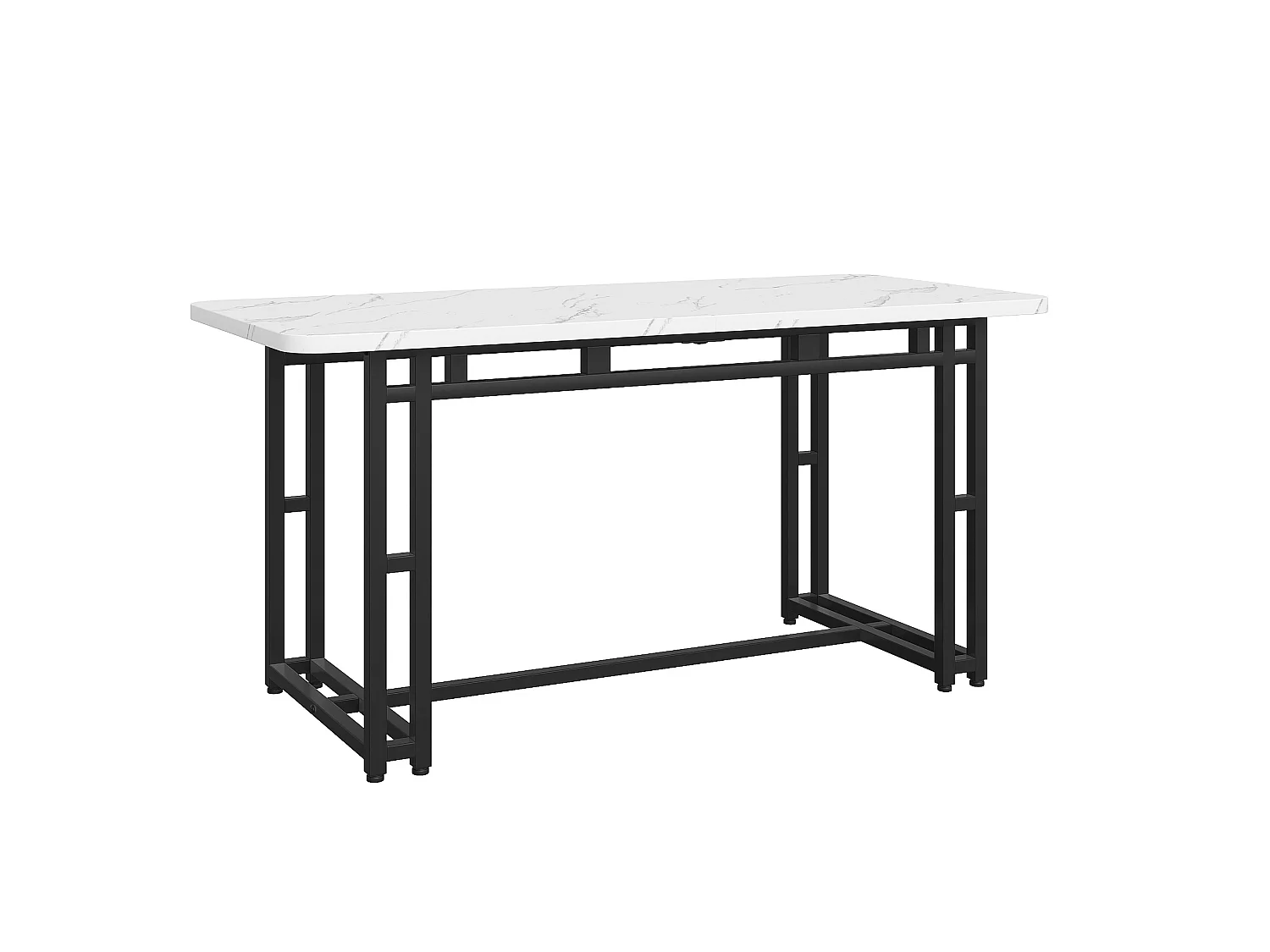 Table à manger 140/80 cm avec pieds métalliques MDF noir et blanc
