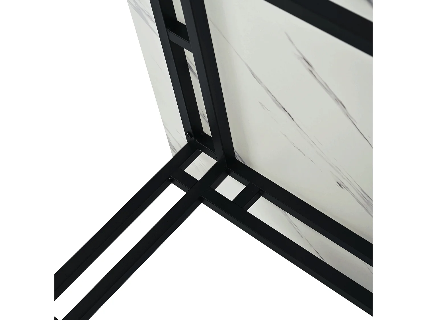Table à manger 140/80 cm avec pieds métalliques MDF noir et blanc