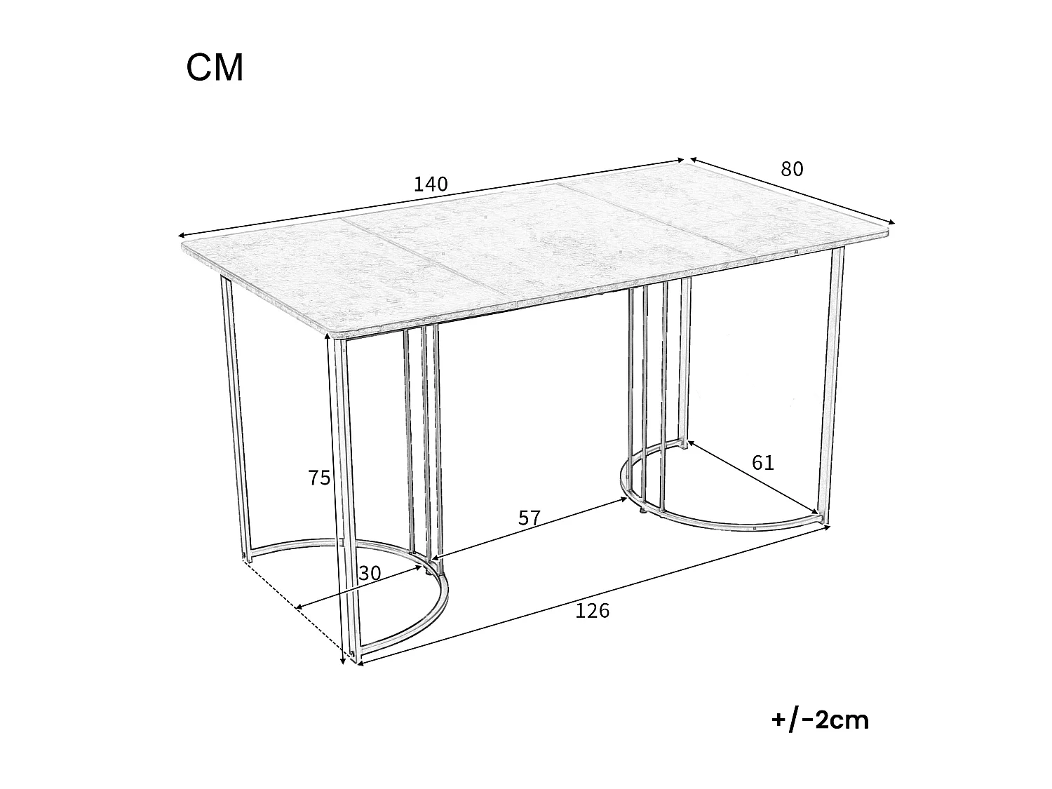 Table à manger 140/75/80 cm avec pieds réglables MDF blanc motif marbre et métal