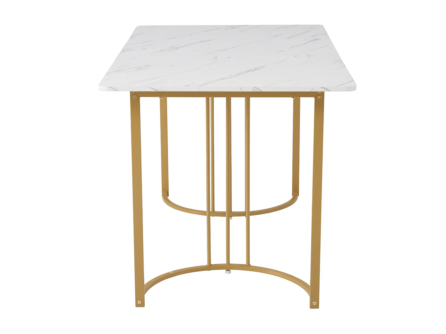Table à manger 140/75/80 cm avec pieds réglables MDF blanc motif marbre et métal