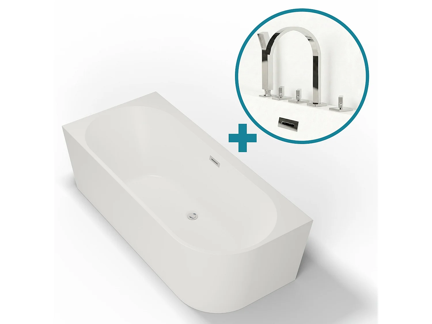 Bundle Capri 170 gauche blanche + robinetterie chromée 170 x76 x58 cm, by SPALINA
