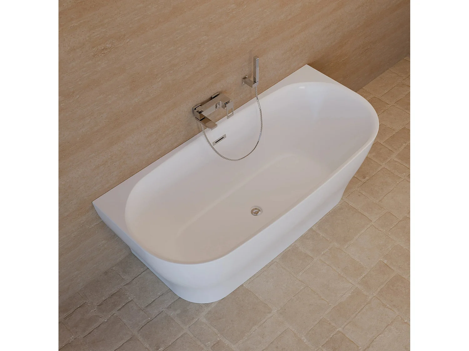 Baignoire Ilot Velvet 170 blanche 170 x75 x58 cm, by SPALINA