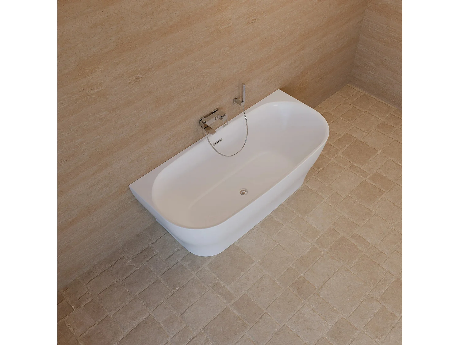 Baignoire Ilot Velvet 170 blanche 170 x75 x58 cm, by SPALINA