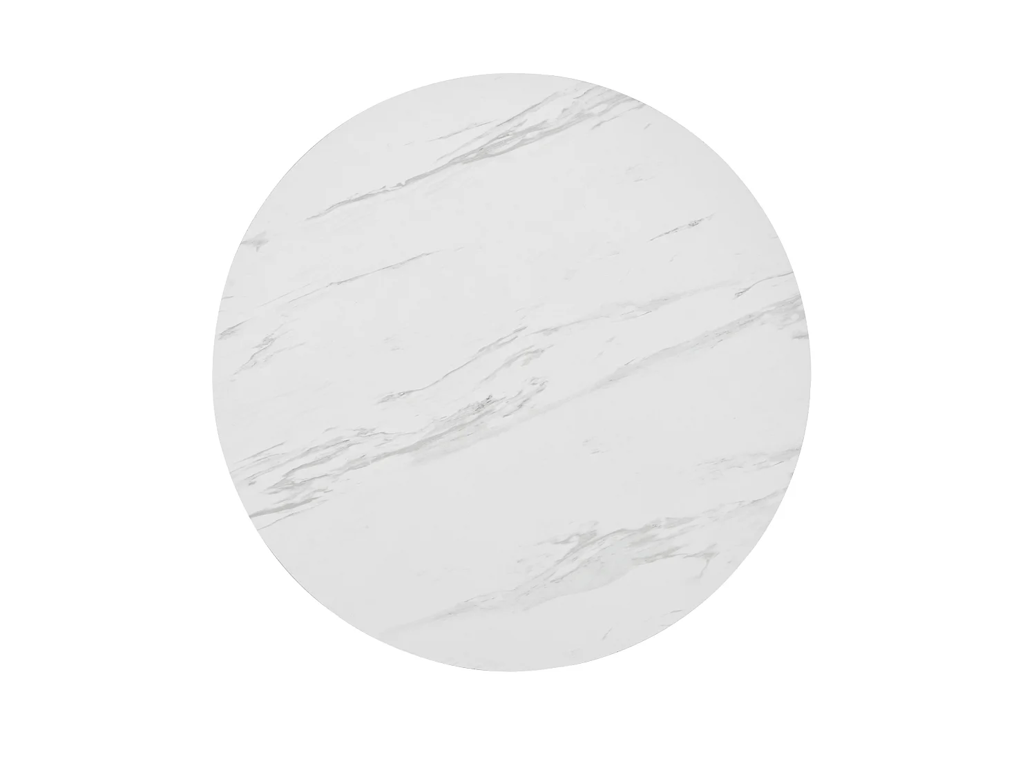 Table à manger ronde 80/75/80 cm avec piètement métallique réglable MDF blanc marbré