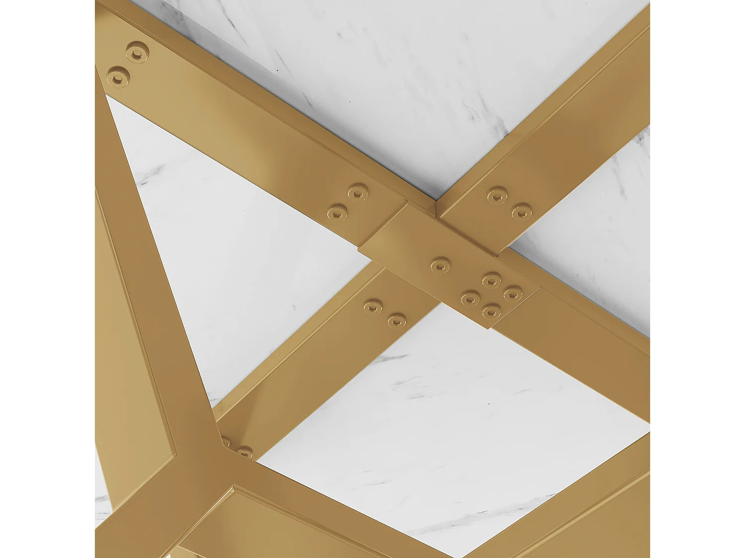 Table à manger ronde 100/75/100 cm avec plateau effet marbre MDF blanc et acier doré