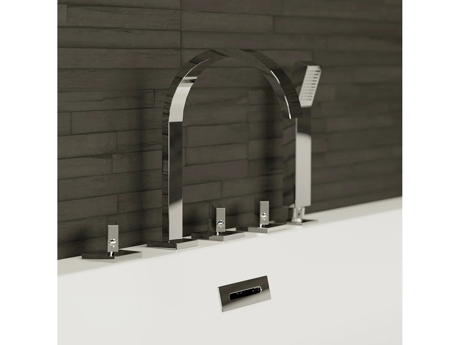 Bundle Capri 170 droite blanche + robinetterie chromée 170 x76 x58 cm, by SPALINA