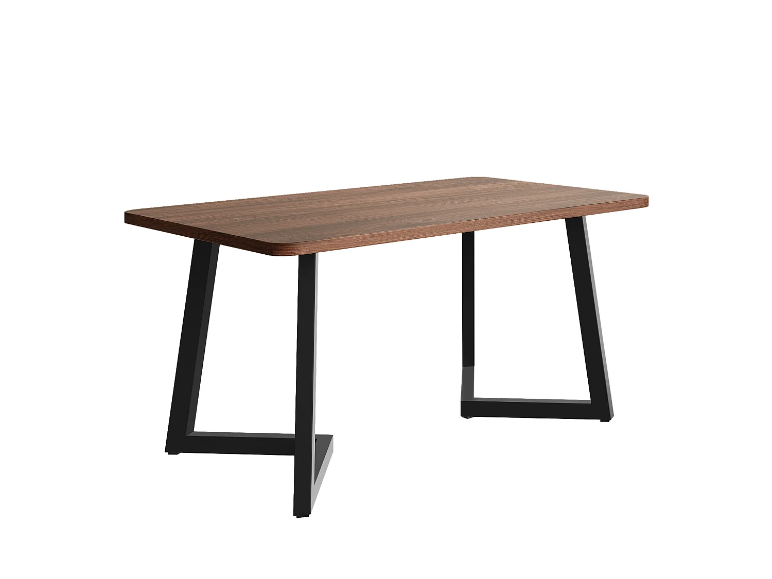 Table à manger rectangulaire 117/75/68 cm avec pieds en métal MDF noir et noyer