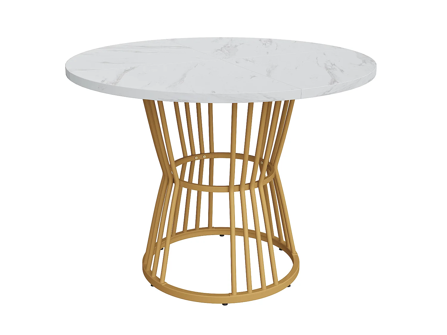 Table à manger ronde 100/75 cm avec piètement métal MDF blanc