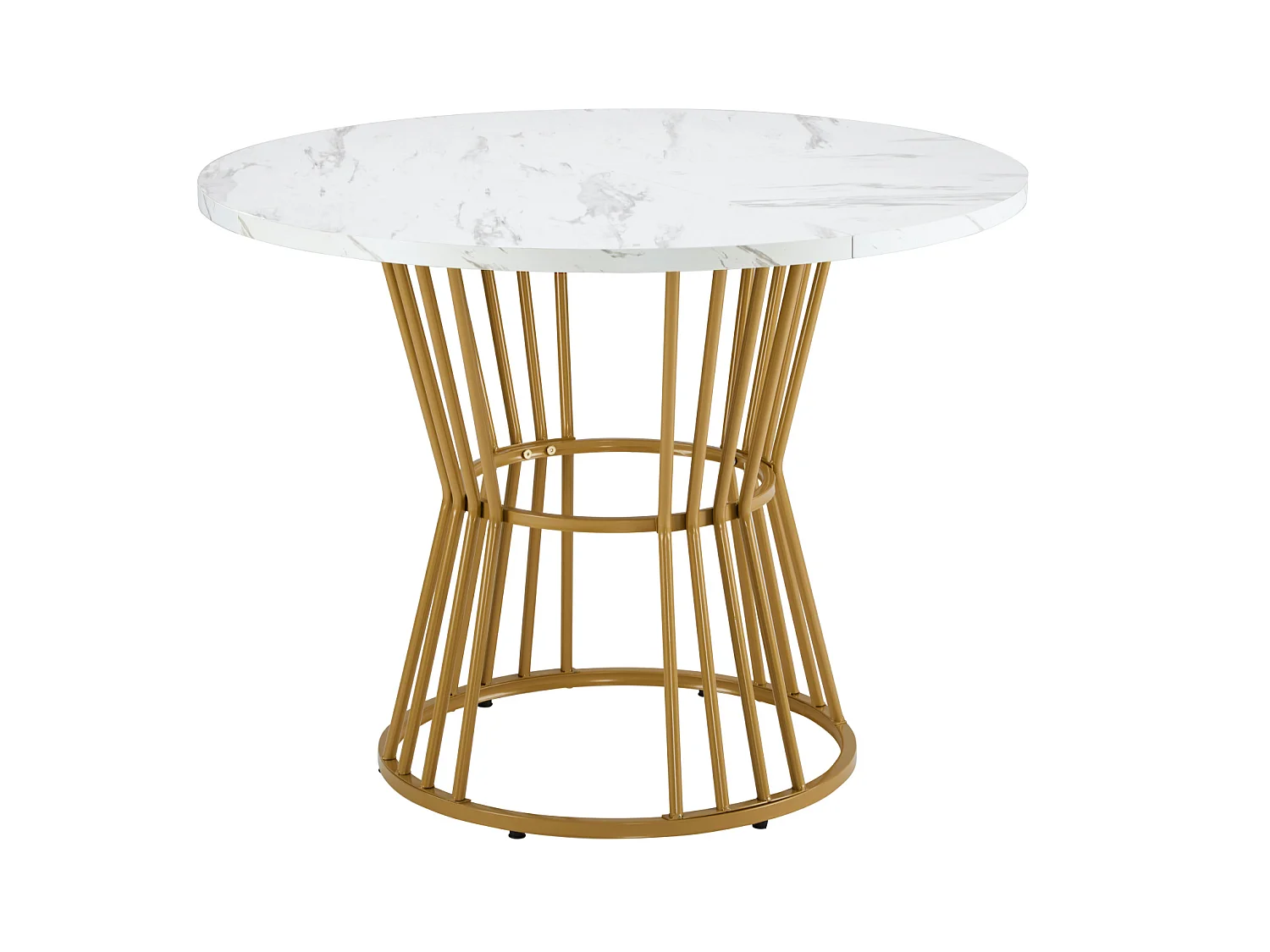 Table à manger ronde 100/75 cm avec piètement métal MDF blanc