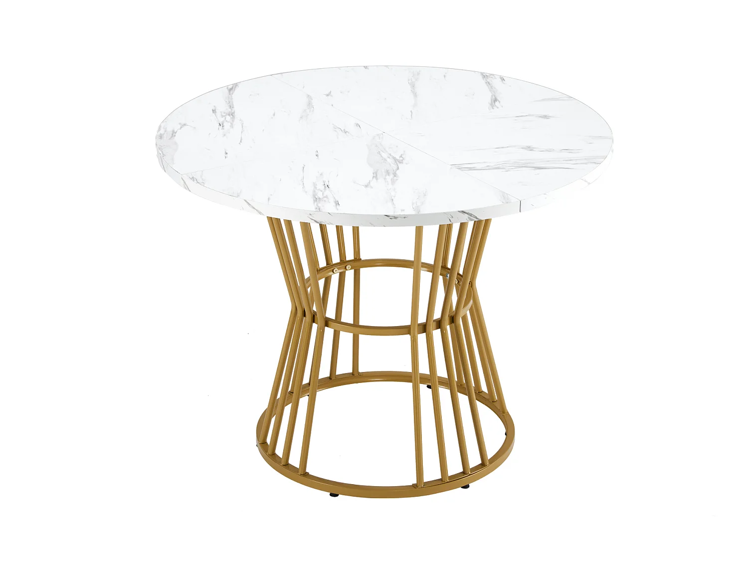 Table à manger ronde 100/75 cm avec piètement métal MDF blanc