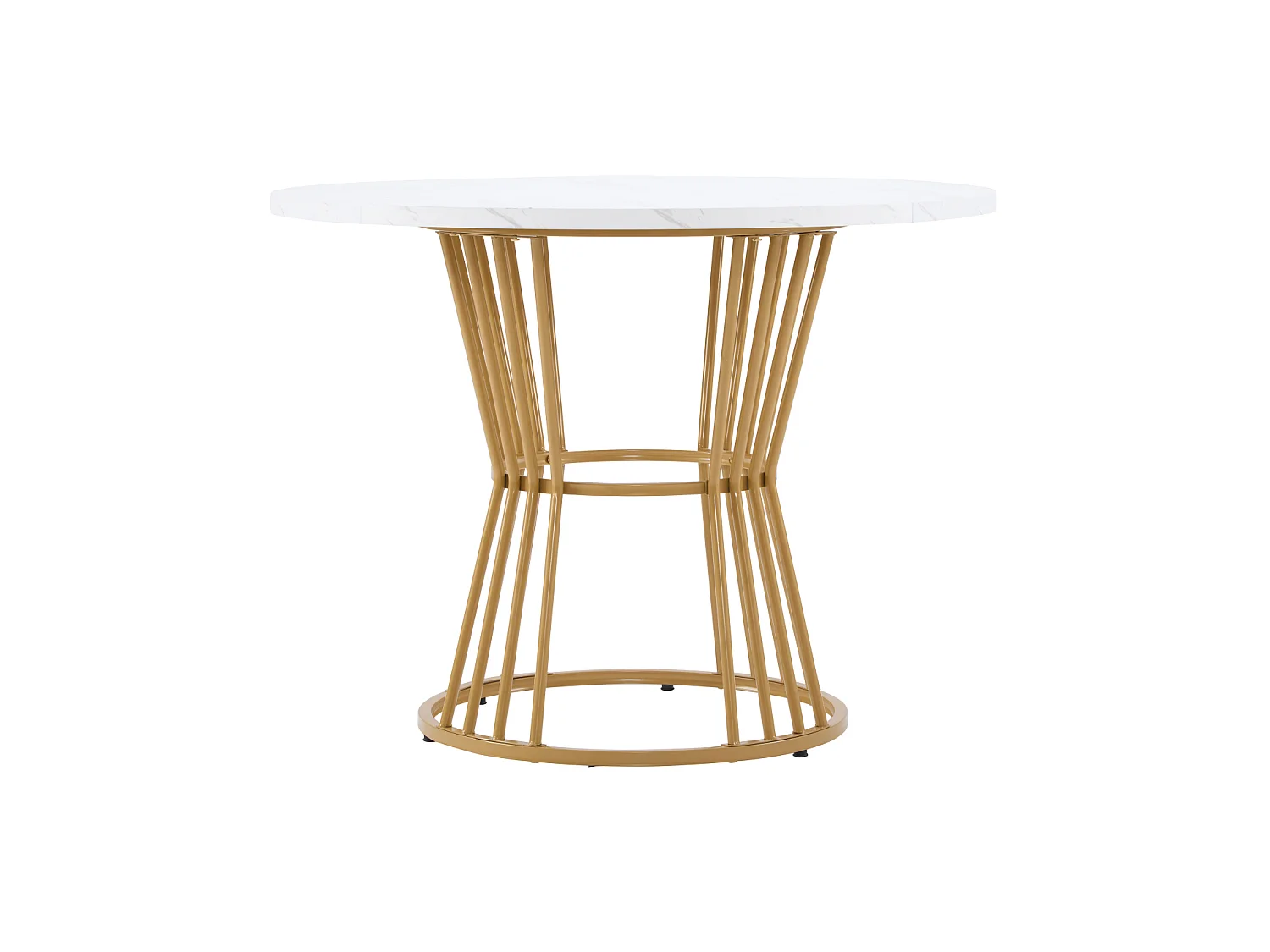 Table à manger ronde 100/75 cm avec piètement métal MDF blanc