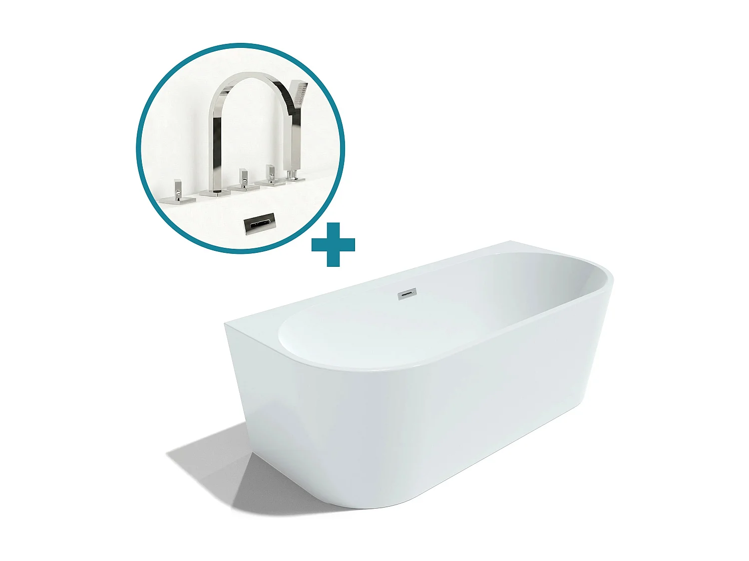 Bundle Naos 170 blanche + robinetterie Infinite chromée 170 x80 x58 cm, by SPALINA