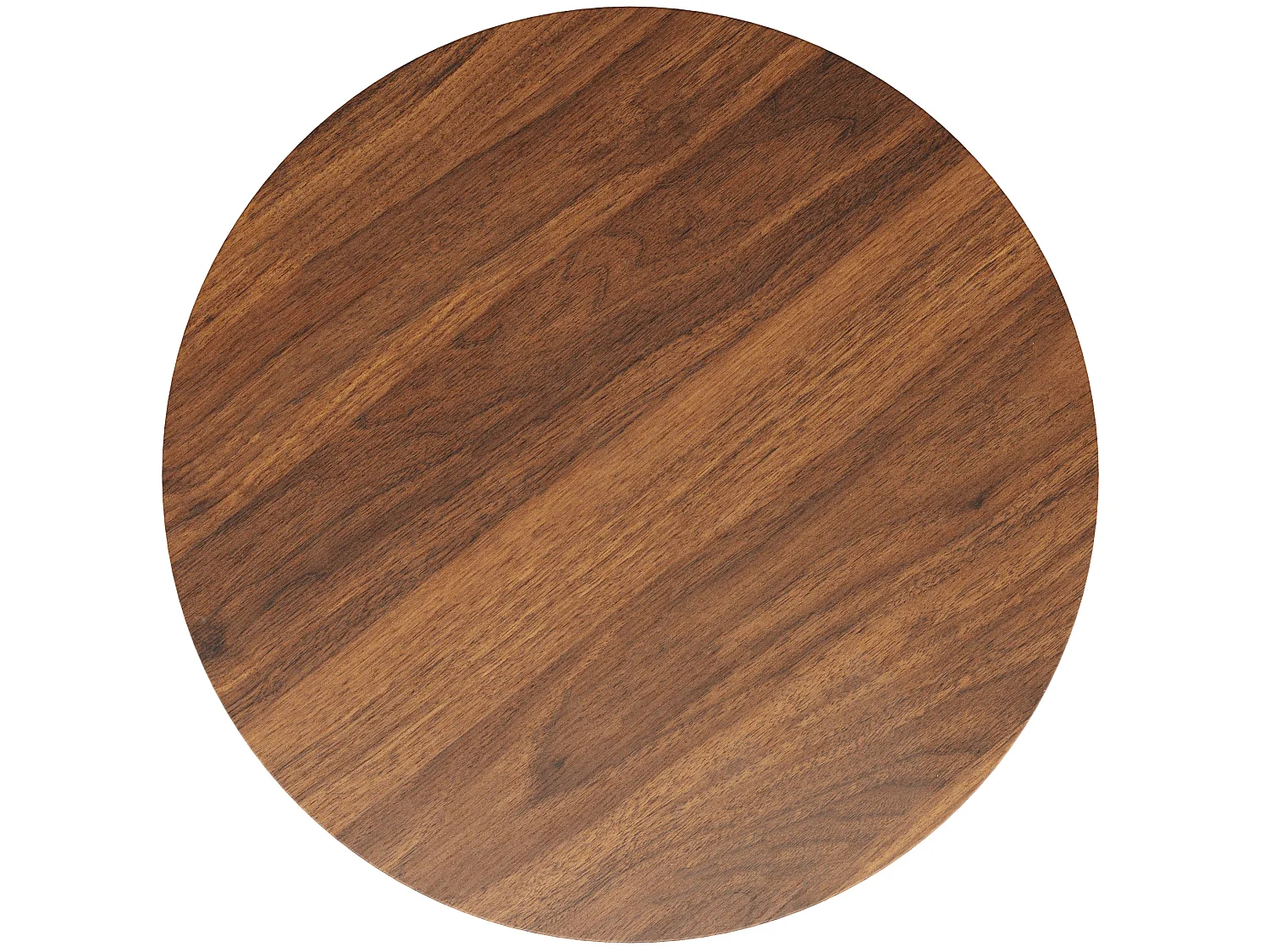 Table à manger ronde 80/76/80 cm avec pieds réglables MDF noyer et métal noir
