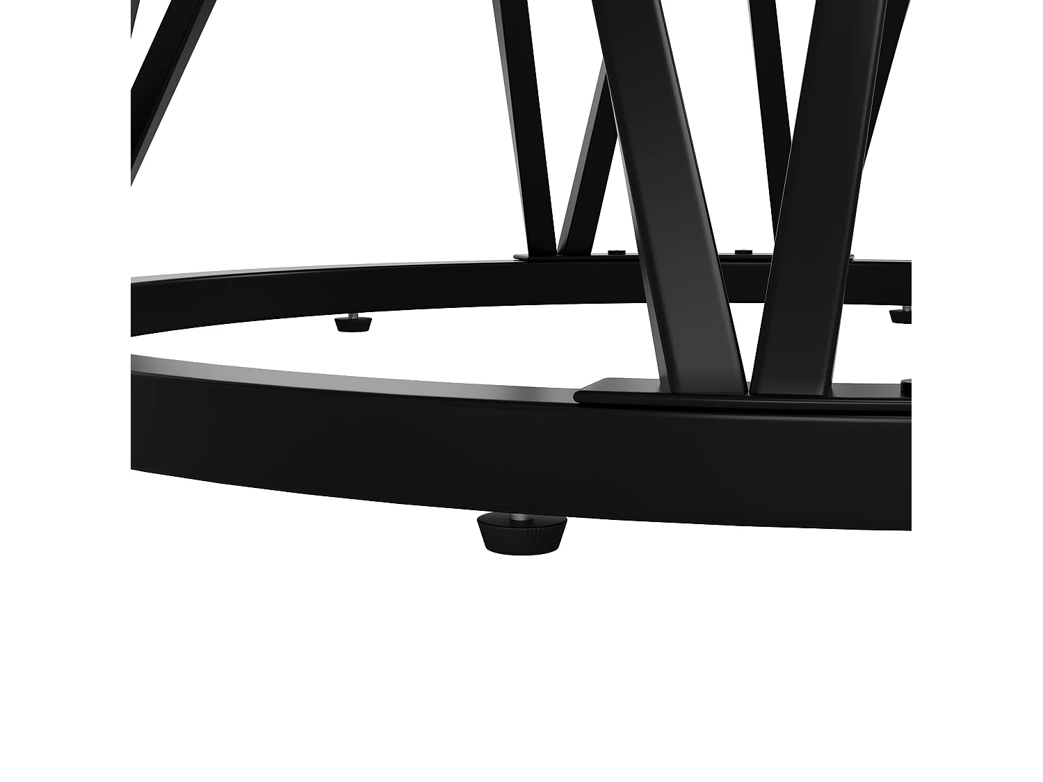 Table à manger ronde 100/100/76 cm avec pieds réglables et piètement métallique MDF noir